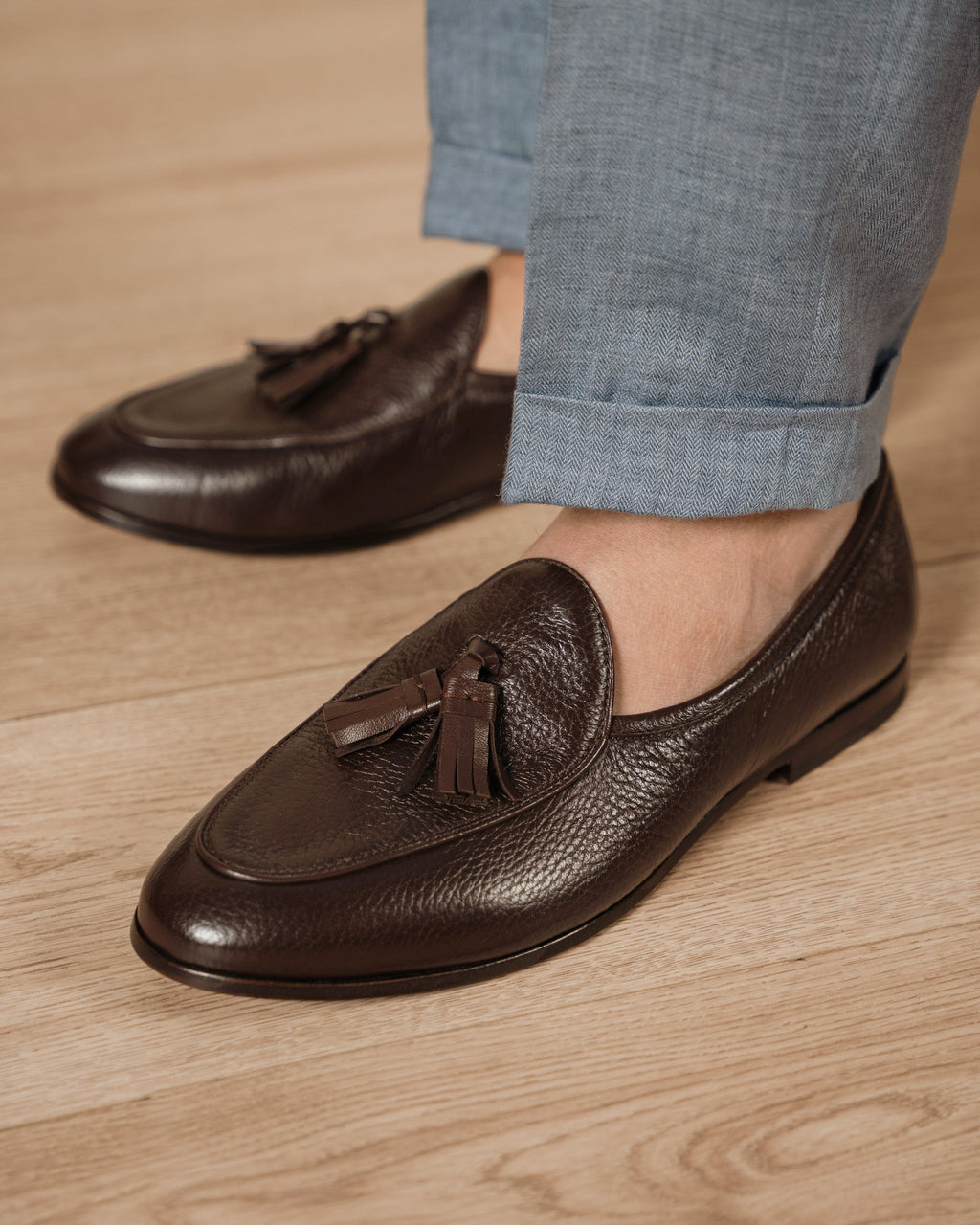 Bellagio Tassel Loafer – Dark Brown Milled Leather with Premium Leather Sole