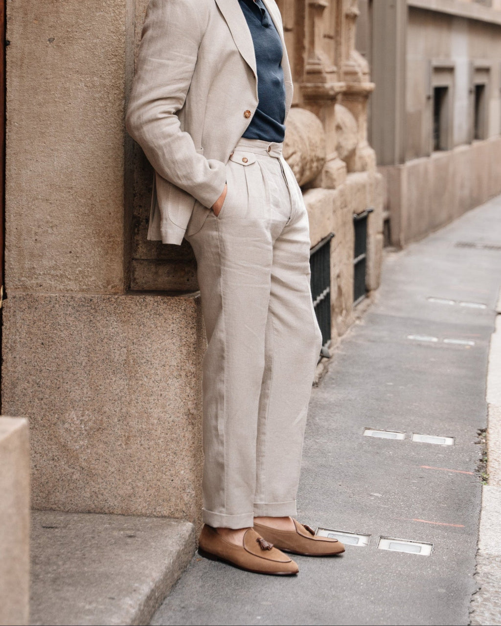 Bellagio Tassel Loafer – Beige Suede Leather with Premium Leather Sole