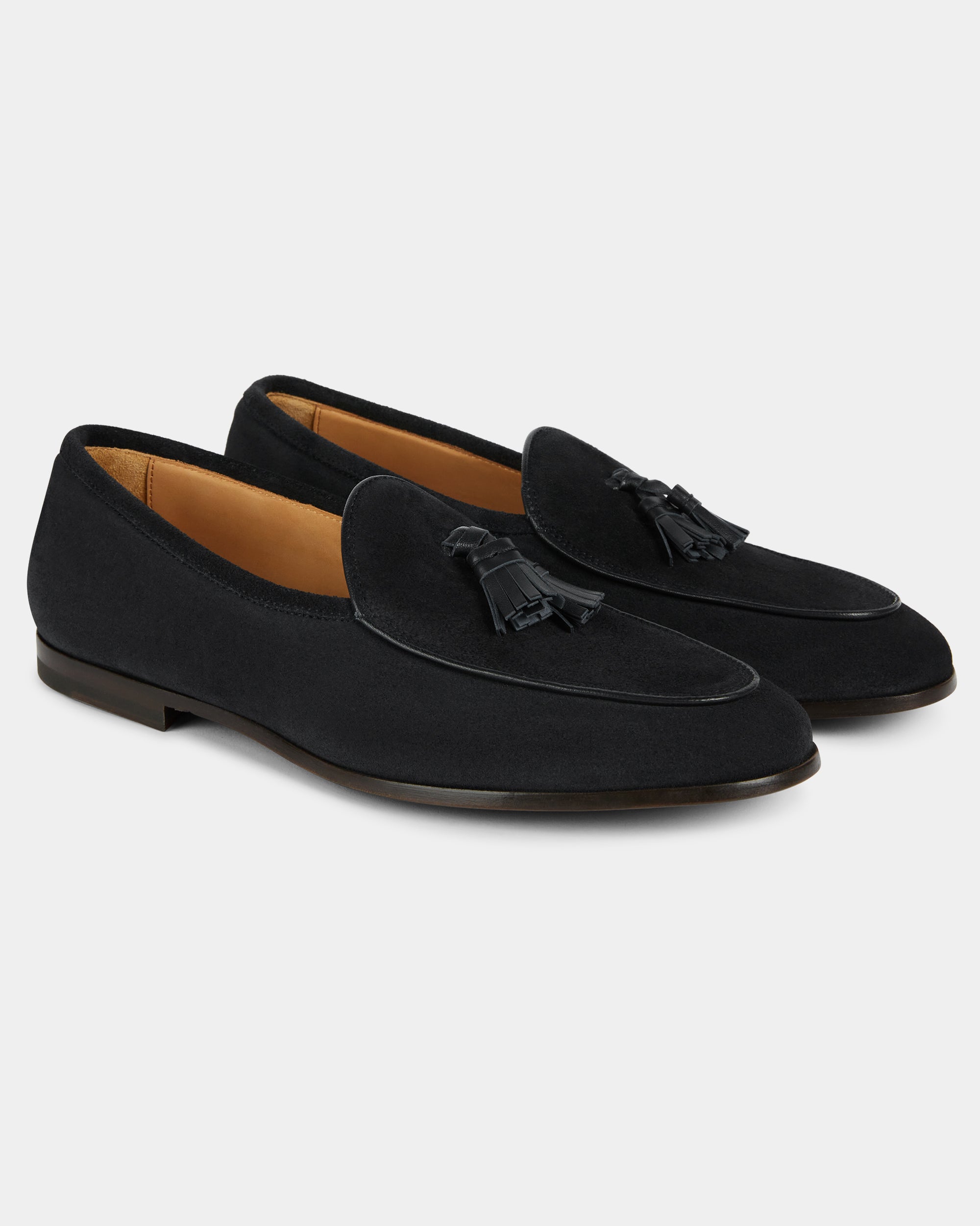 Bellagio Tassel Loafer – Black Suede Calf Leather with Premium Leather Sole