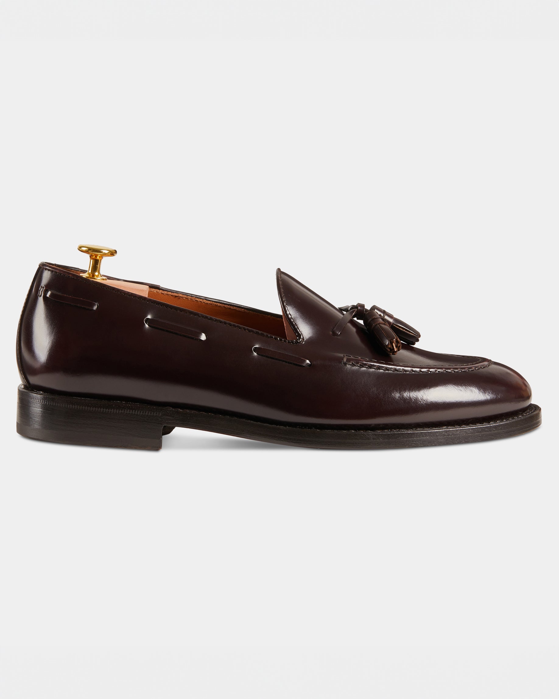 Castello | Tassel Loafer - Burgundy Brown Smooth Leather with Classic Stitching and Leather Sole