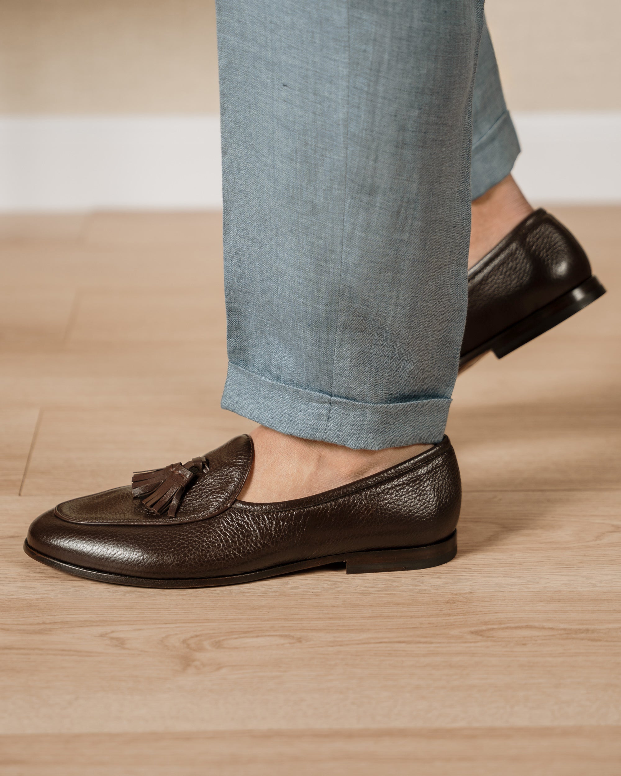 Bellagio Tassel Loafer – Dark Brown Milled Leather with Premium Leather Sole