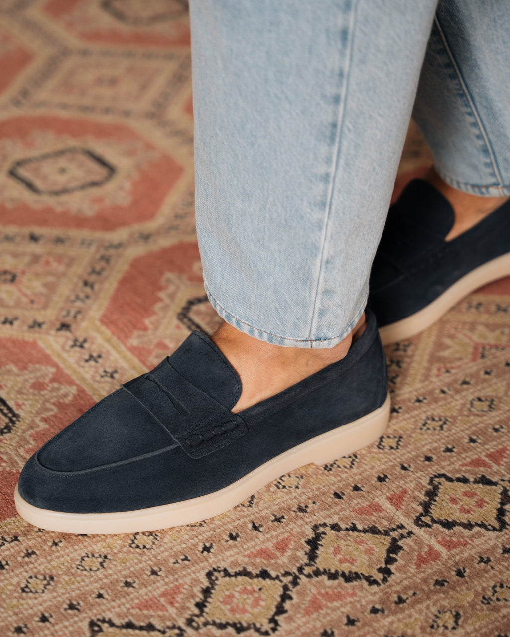 Harbour | Casual Loafer – Blue Suede Leather with Comfortable Cupr Sole & Leather Lining